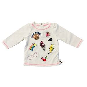 ROSIE POPE BABY CUTE LONG SLEEVE WHITE WITH APPLIQUÉ SIZE 6-9 MONTHS